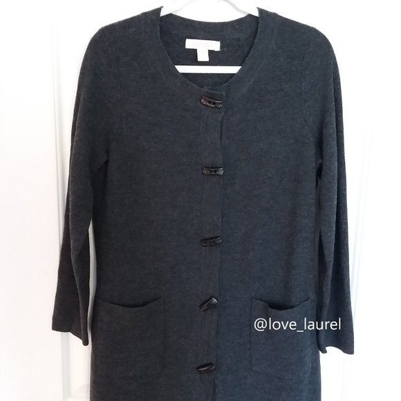 Ellen Tracy Long Button Front Wool Blend Cardigan Coat Gray Size 1X - Picture 4 of 8